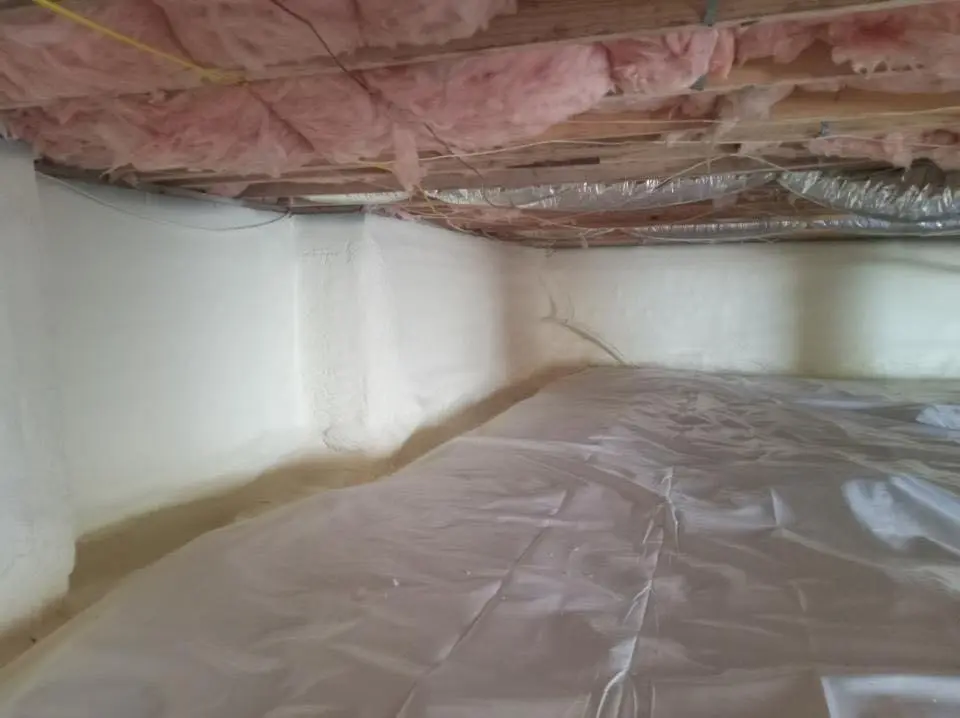 Crawl space encapsulation with closed-cell spray foam for Attic Insulation in Conewago